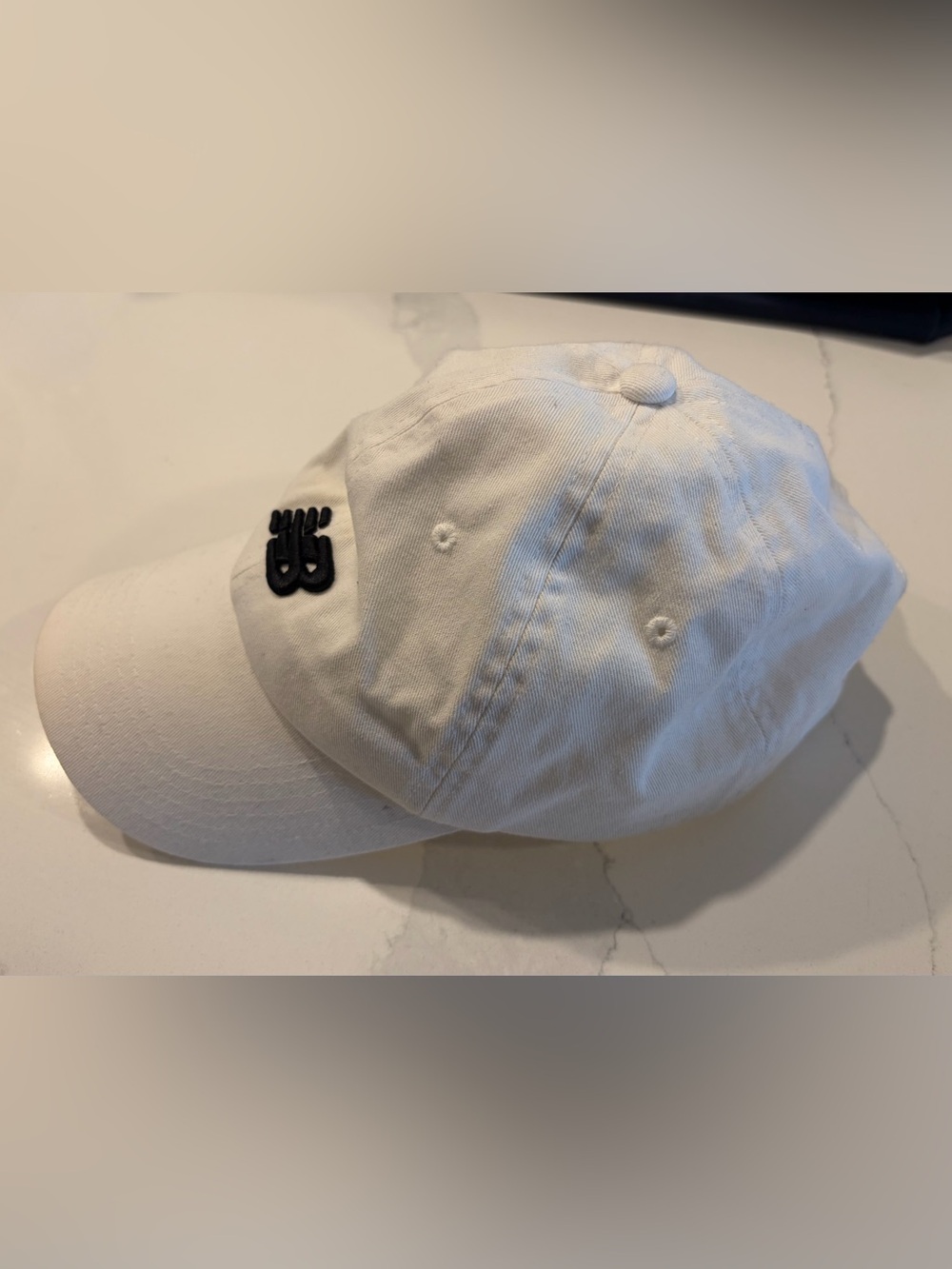 New Balance White Baseball Cap with Black Logo